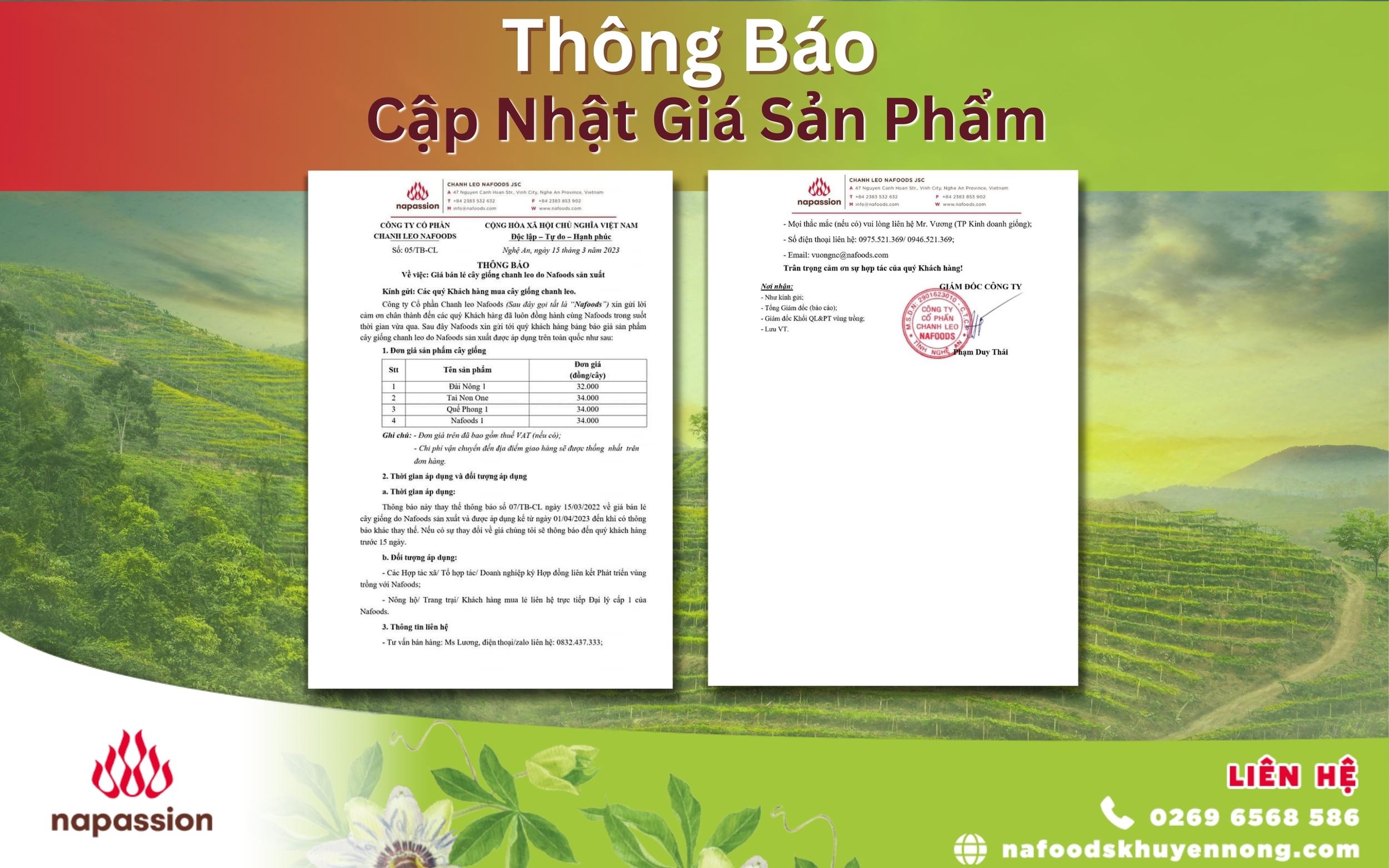gia ban le thung cay giong chanh leo nafoods