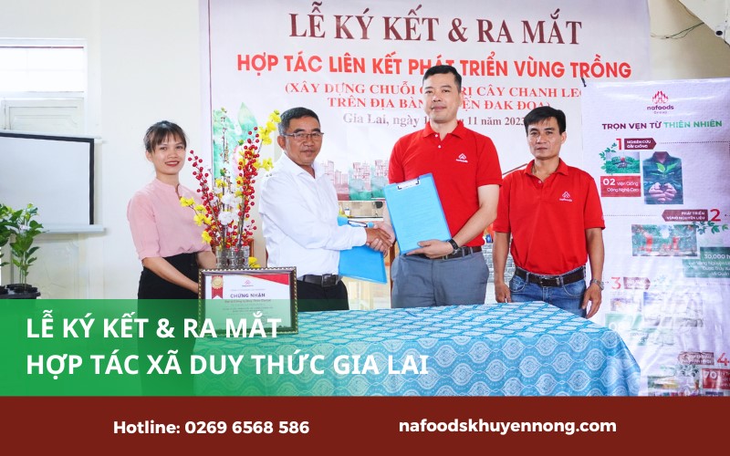 Ký kết hợp tác với HTX Duy Thức Gia lai, Nafoods đem đến sự an tâm, tin tưởng cho bà con trong hợp tác xã về mô hình làm kinh tế bền vững từ cây chanh leo.