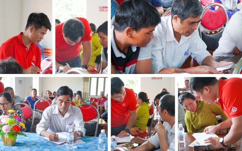 Kỹ thuật viên nafoods tư vấn hướng dẫn đăng ký cho nông hộ quan tâm dự án